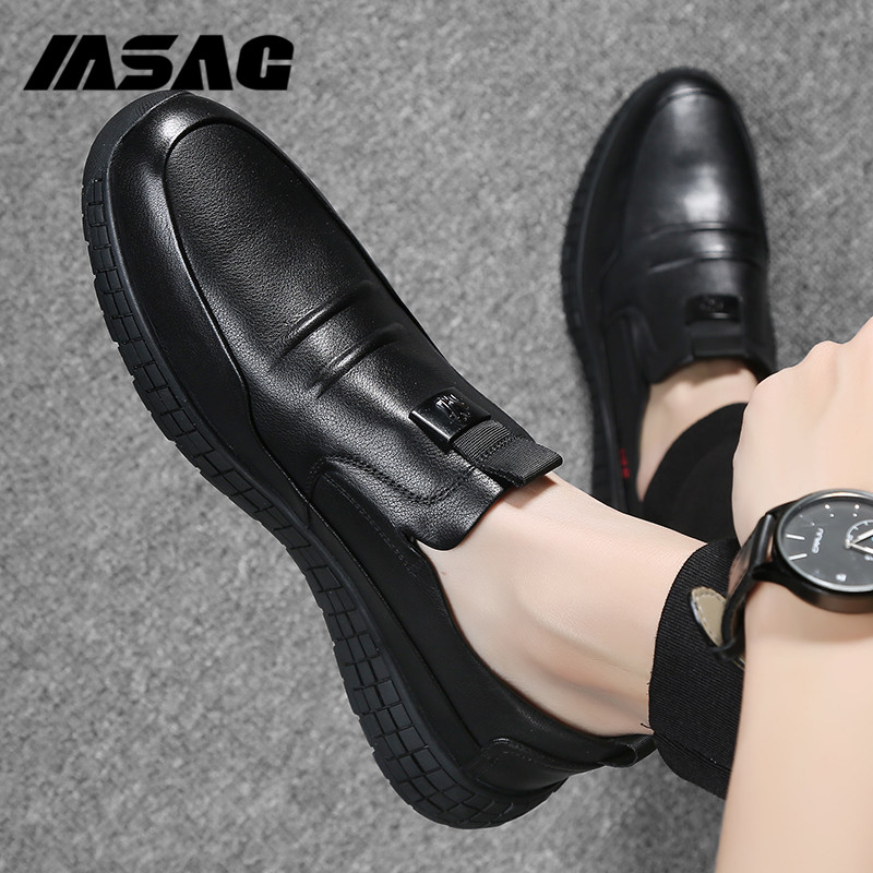 Skies shoes male leather sports leisure tide shoes soft soles summer lazy shoes Englishshoes one foot shoes