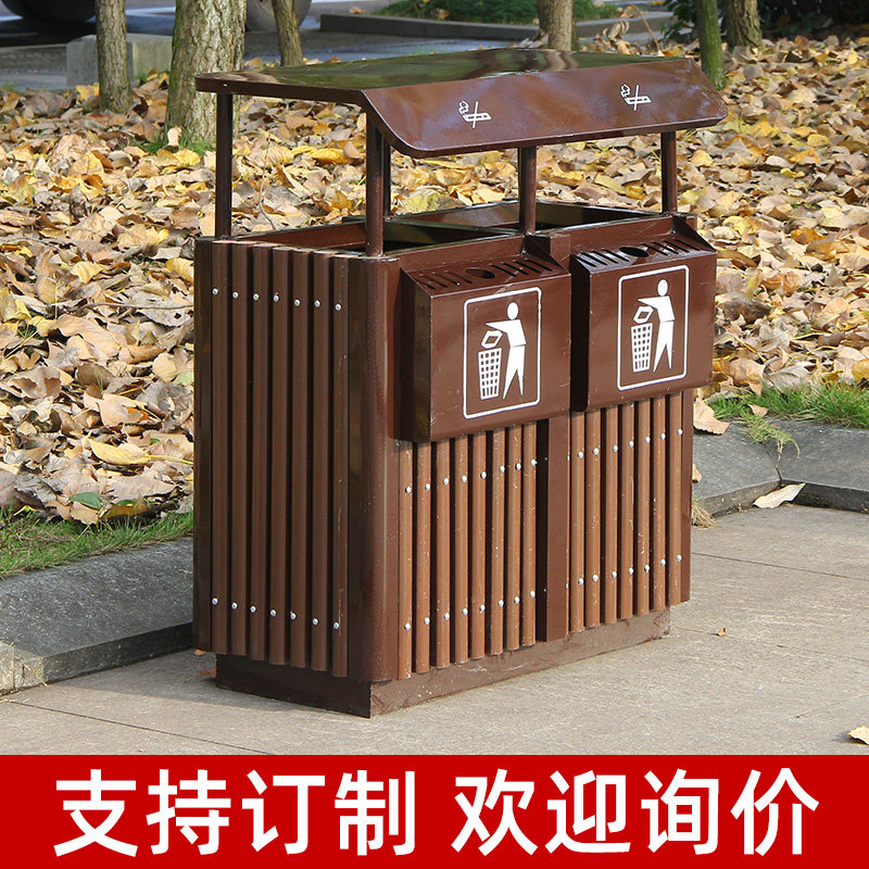 Outdoor trash bin trash bin large sorting bucket community park street sanitation outdoor steel wood trash bin bucket