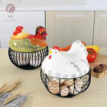 Ceramic Egg Basket Iron Art Containing Basket Water Fruit Basket Creative henna Decorative Pendulum home Kitchen Disposal containing baskets