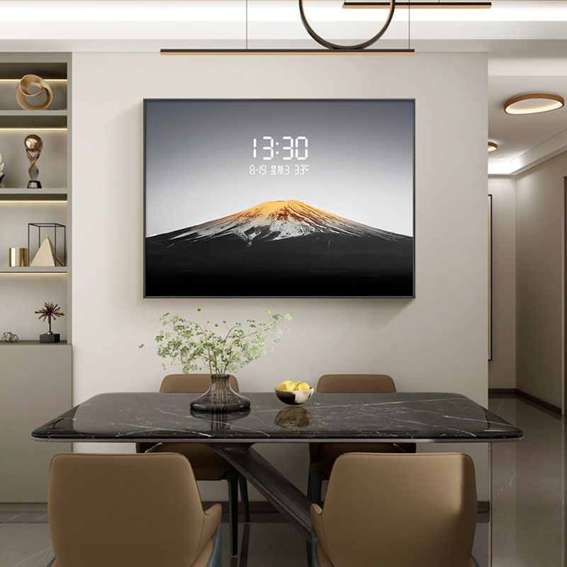 Mount Fuji Digital Display Screen Living Room Decorative Painting Light Luxury Dining Room Digital Electronic Clock Wall Hanging High-End Background Wall Art