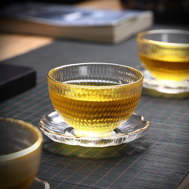 Kung Fu tea cup six-pack Japanese master cup tea set set high temperature resistant thickened heat-resistant glass flower tea cup tea set