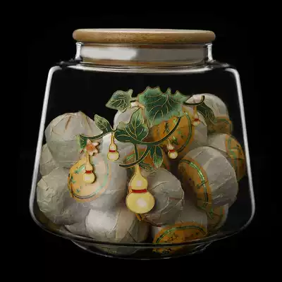 Cloisonne glass jar sealed tank with lid transparent tea jar Miscellaneous grain storage tank small green Orange storage tank