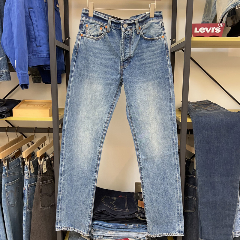 Levis 501 Mid-Rise Straight-Leg Selvedge Denim Casual Retro Washed Jeans for Men 00501-3656 Levis 501 Mid-Rise Straight-Leg Selvedge Denim Casual Retro Washed Jeans for Men 00501-3656