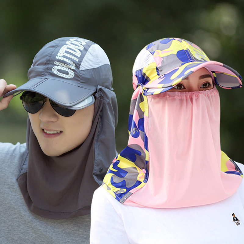 Men's fishing hats, women's summer sunscreen hats, cover the whole face, neck sunscreens, facial cycling, UV sunshade hats