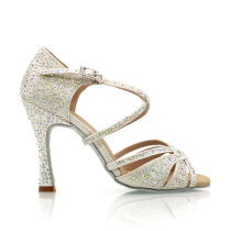 Suphini fashionable and sexy all-match dance shoes for adult women diamond-encrusted white high-heeled ballroom dance Latin dance shoes