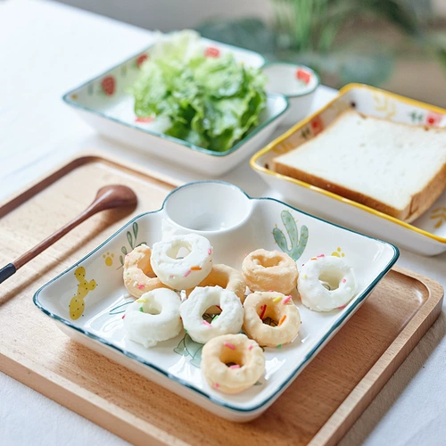 Японская керамическая пельмени с японской керамикой с уксусной тарелкой креветки с погружением в соус блюдо сеть красные творческие