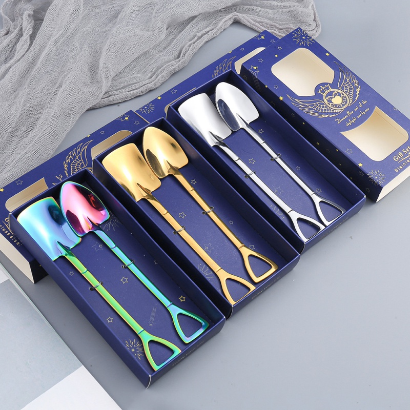 Creative stainless steel shovel spoon ins wind watermelon spoon dessert spoon ice cream ice cream spoon shovel flat tip spoon