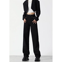 Микро бомба одиночные брюки-черные обрезанные брюки с широкими ногами «подходящий сезон»