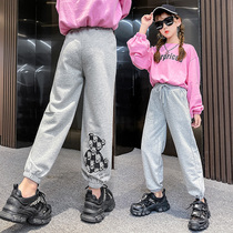 Girl Pants Spring Autumn 2021 New Fall Childrens Wear Pants Foreign Air Korean Version CUHK Children Casual Loose Sports Pants