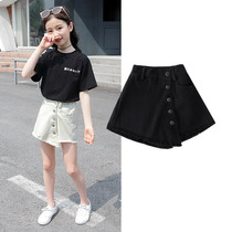 2022 Summer Girl Denim Shorts New CUHK Child Dress Pants Korean Version Outside Wearing 100 Hitch Short Dress Hot Pants