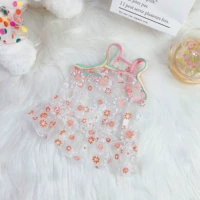 Оранжевое платье-комбинация, в цветочек