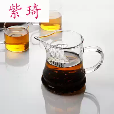Crescent Road cup tea leak integrated heat-resistant glass square male Cup thick tea divider green tea cup tea set with filter