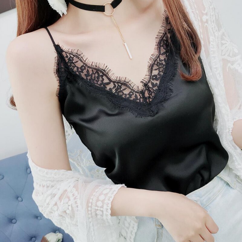 Special price sexy lashes lace camisole vest female summer inside wear V neck chiffon loose base shirt top new