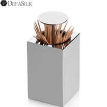 304 stainless steel square toothpick barrel push-type toothpick box living room creative simple automatic toothpick jar can be engraved