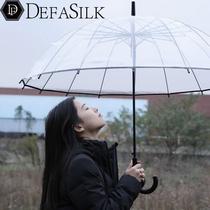 Transparent umbrella long handle manual girls high-looking Korean ultra-light household portable student umbrella for school use