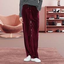 秋冬女式宽松金丝绒阔腿裤