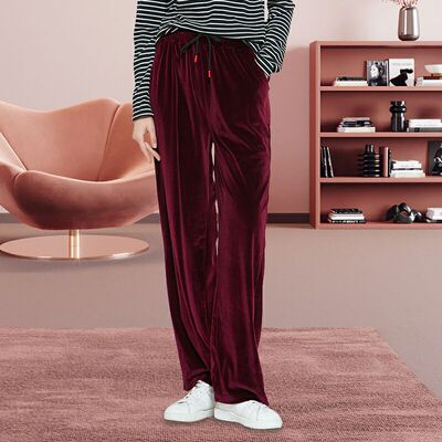 秋冬女式宽松金丝绒阔腿裤