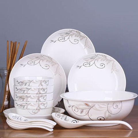 Four people with 18 dishes suit with chopsticks dishes dishes chinaware plate jobs can microwave oven