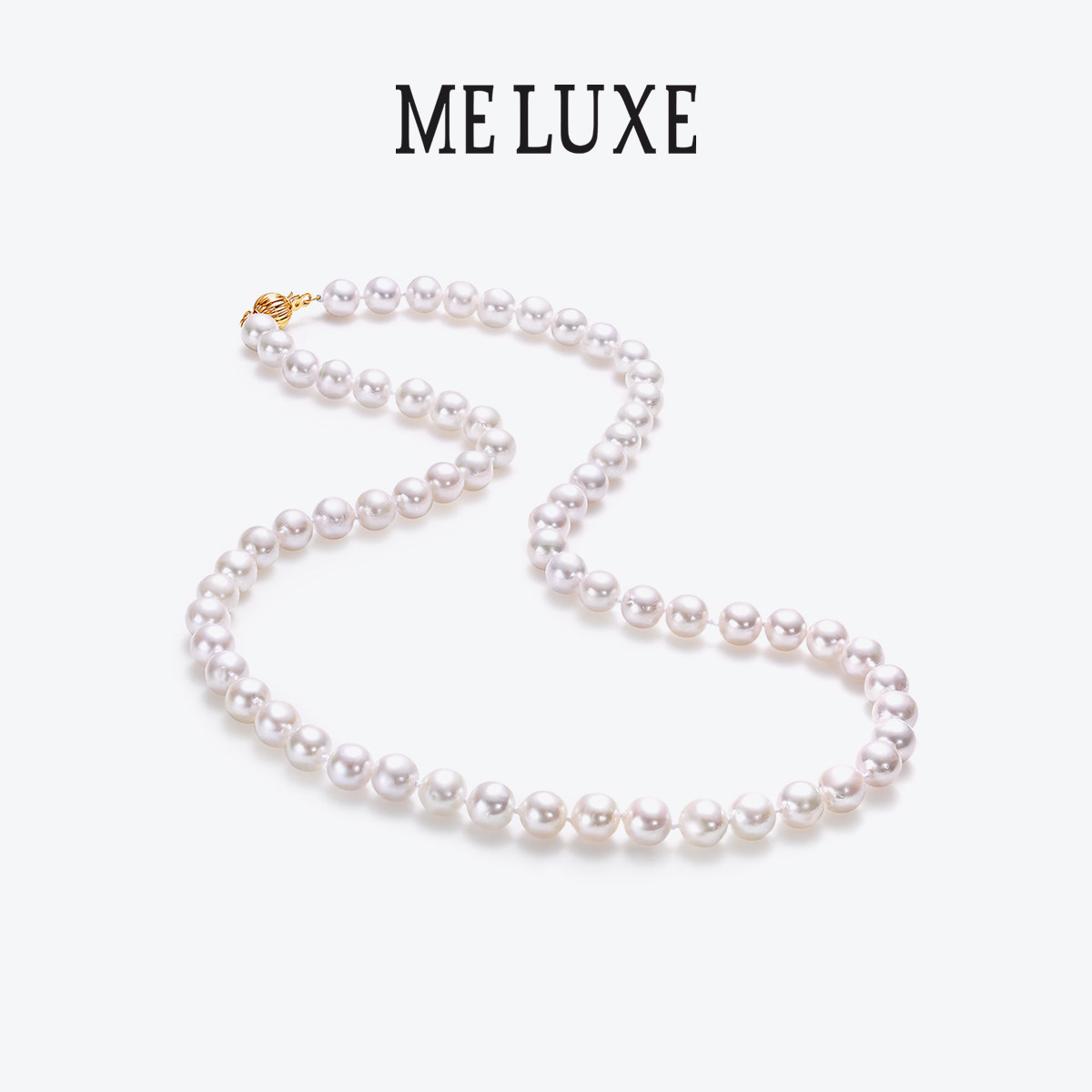 14K gold Japan akoya pearl necklace beads full bead chain round strong light sea water beads to mom and mother-in-law gift