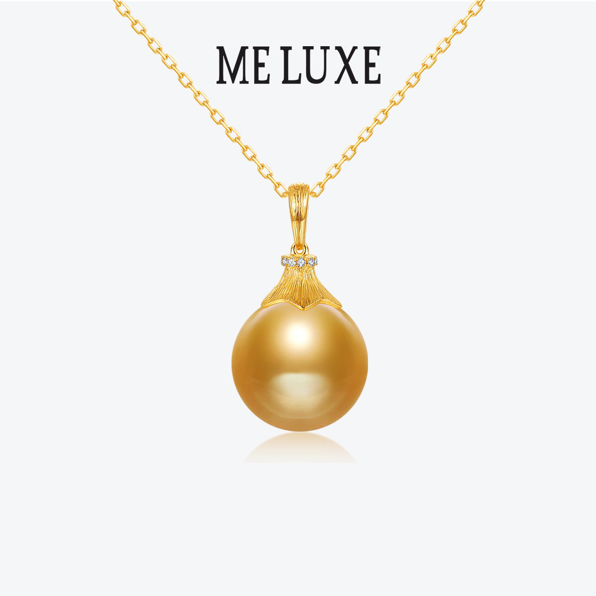 Yellow 18K Gold South Sea Gold Pearl Necklace Female Gold Beads Diamond Pendant Single Sea Bead Necklace For Mom Gift