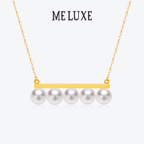 MELUXE Balance Wood 18K Gold Japan Akoya Seawater Real Pearl Necklace Young FASHION HOLIDAY GIFT