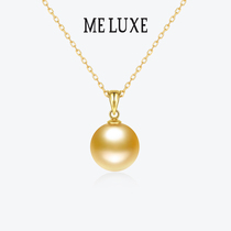 MELUXE18K gold seawater Nanyang gold pearl pendant Tahiti pearl necklace lock bone chain single 13-14mm
