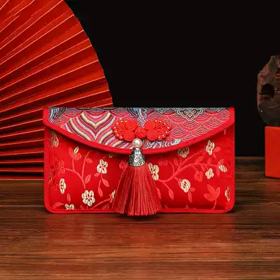 Red envelope wedding wedding ten thousand yuan big red bag change mouth profit seal bag embroidery fabric creative personality red bag bag