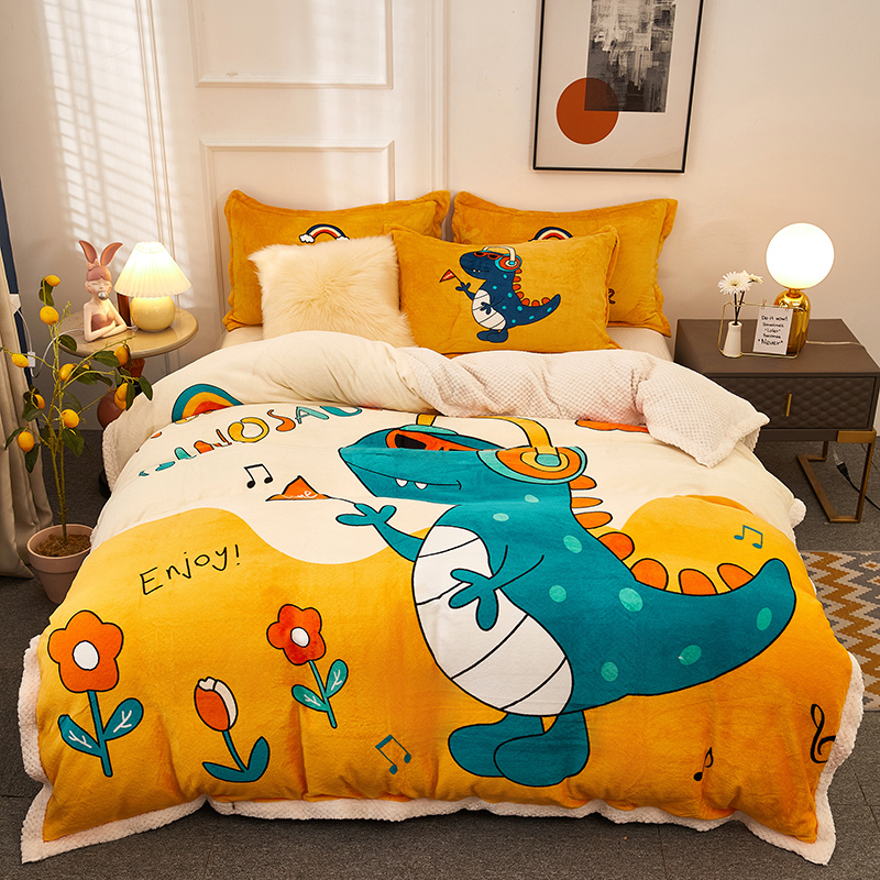 Blanket quilt cover dual-purpose autumn and winter coral fleece quilt cover double-sided plus velvet shell flannel single-piece double blanket thickness