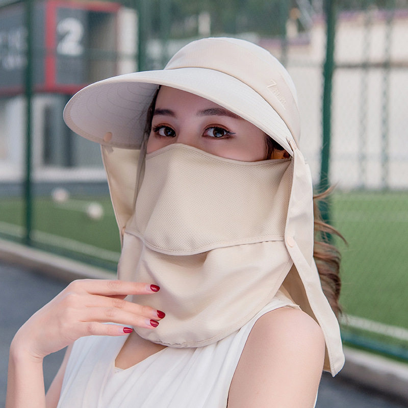 Construction site sunscreen artifact cover face female work under the ground sunshade face hat cover neck dry farm work bike picking tea