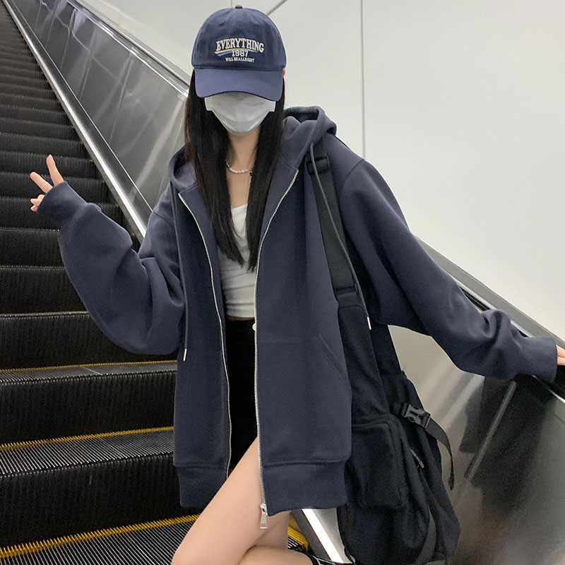 2025年新作人気ジッパースウェットシャツレディース春秋カーディガントップスSサイズプラスベルベットフード付きカジュアル冬ジャケット