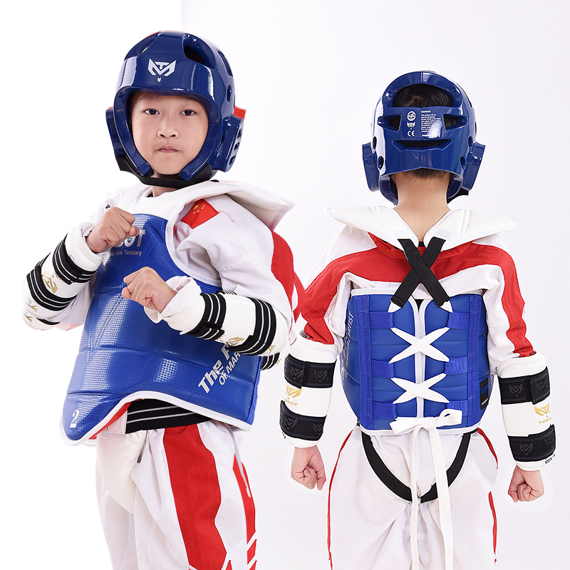 Taekwondo combat equipment children's adult competition chest protection Sanda training protective gear red and blue double-sided back armor protective clothing