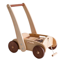 Ink Small Baby School Walking Trolley Trolley Solid Wood Multifunction Baby Walking Building Block Car Children Toy Pushcart