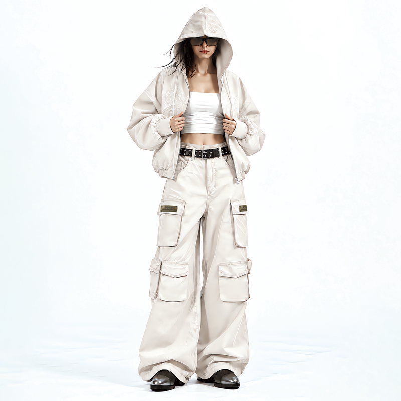 Po:Hx【Wang Heye】Same Style Metal Label Workwear Wide-Leg Multi-Pocket Pure Cotton Casual Pants Unisex Po:Hx【Wang Heye】Same Style Metal Label Workwear Wide-Leg Multi-Pocket Pure Cotton Casual Pants Unisex