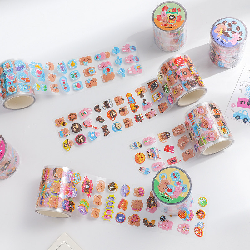 Sweet Words Series Hands Account Material Adhesive Tape Girl Handbill Collage Material Tools Stickers Stationery Ins Wind Small Pattern Adhesive Tape Adhesive Rolls Salt Tie Net Red and Paper Whole Rolls Suit Little Fresh
