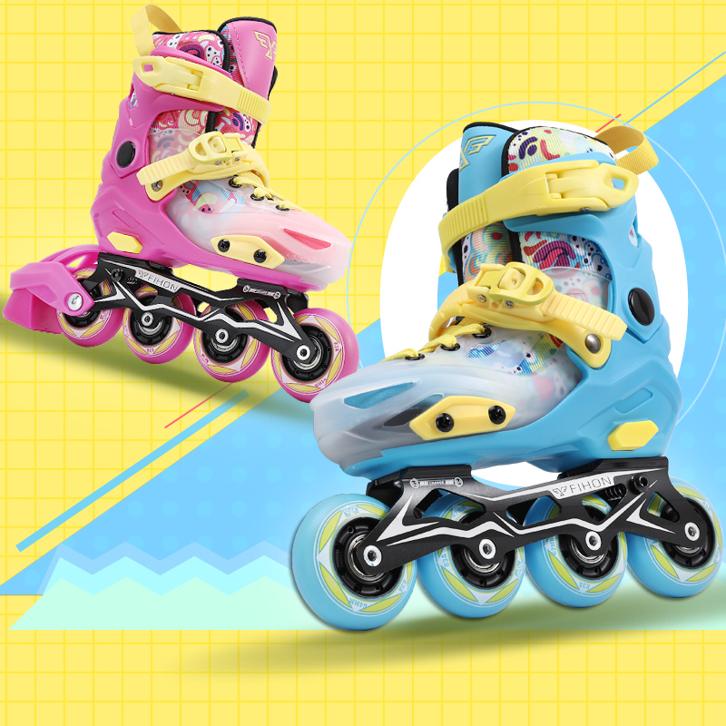 Meikao children's straight line skating skate skate full suit adjustable flash flashy flashy male and female dry ice beginning S7