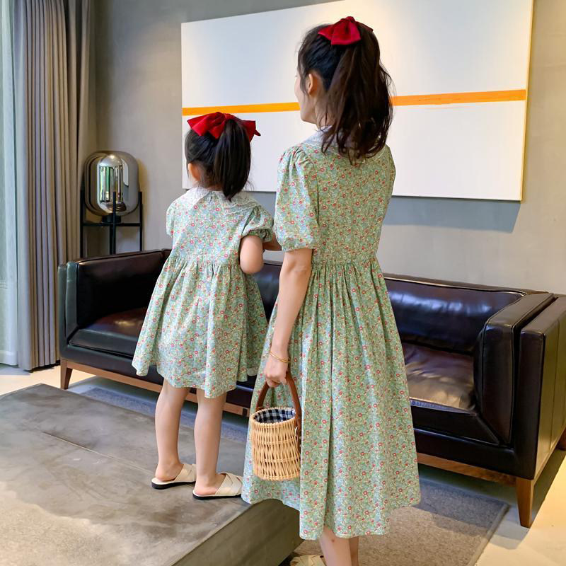2022 Summer Dress Foreign Pie Crus Skirt Little Fresh Baby Dress Baby Dress New Girl Foreign Dress Mother Daughter Dress