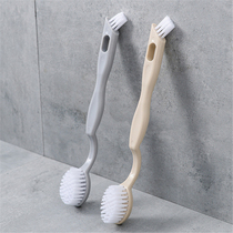 Double-headed household brush soft wool wash shoe brush small white shoe brush long handle cleaning brush shoelace sole cleaning shoe artifact