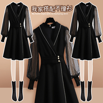 Black dress early autumn 2021 new womens waist thin high-end sense Hepburn style small black skirt