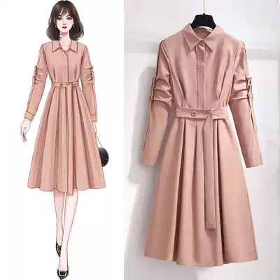 Shirt skirt autumn women's clothing 2021 new waist slimming gentle temperament age-reducing design sense niche dress