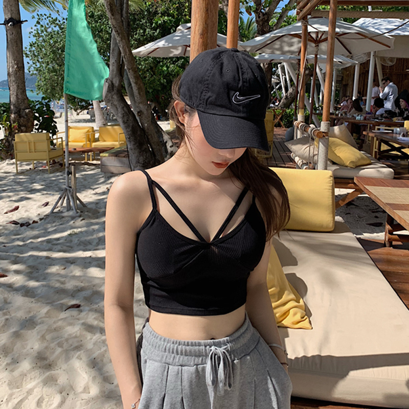 Short suspension vest female outer wear sexy V-collar tide bra sports beach bra