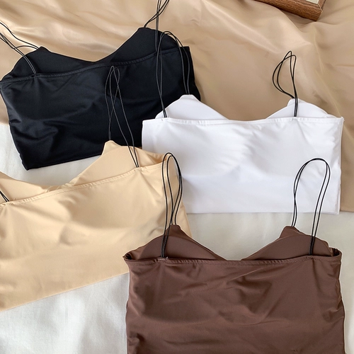 Шелковый топ с чашечками, тонкое нижнее белье для школьников, жилет, топ без лямок, бюстгальтер-топ, эффект подтяжки, красивая спина