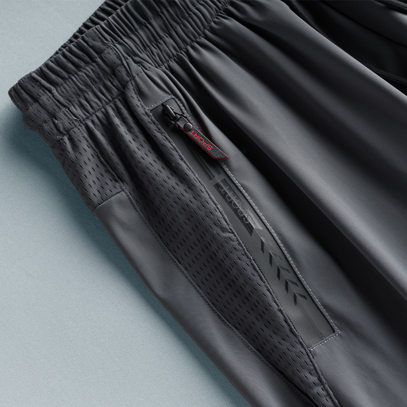 Casual ice silk shorts men's summer thin section quick-drying outer wear five-point pants sports pants mesh loose basketball five-point pants