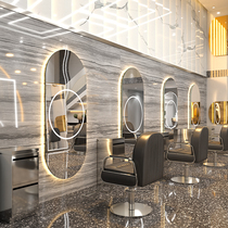 New hairdressing shop wall-mounted LED touch mirror table trendy net red hair salon dedicated barber shop single-sided wall-mounted mirror