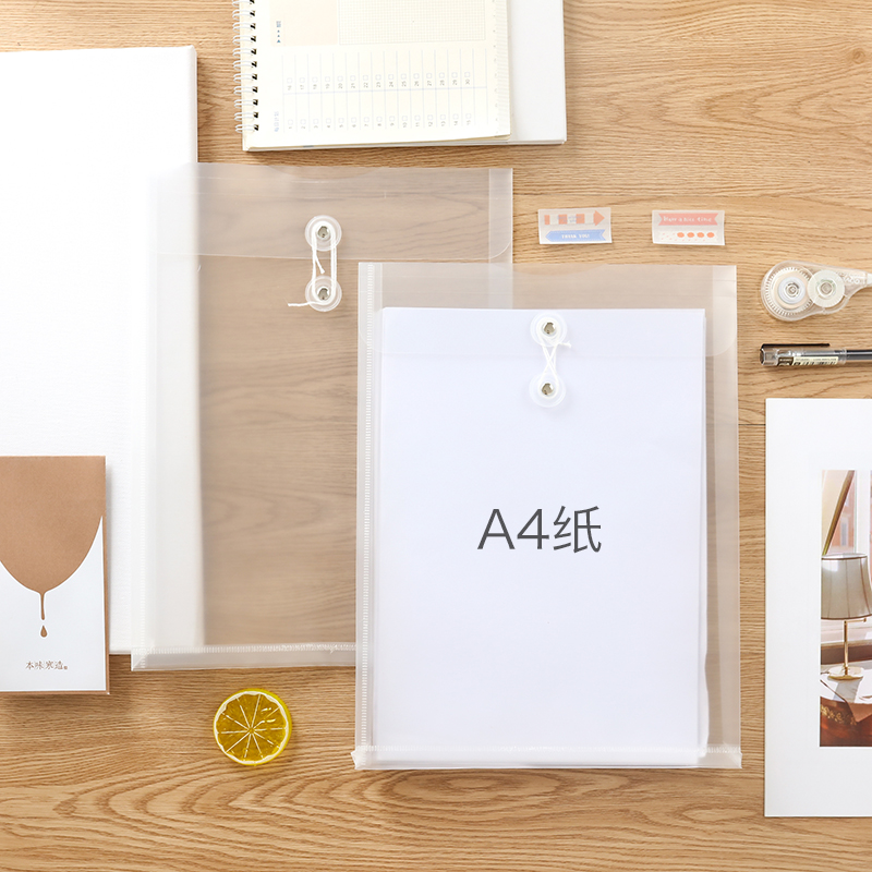 Transparent no printed PP File bag A4 winding note archive bag waterproof cashier bag plastic no print large capacity PP file bag press buckle bill archive bag stationery bag student hand account material paper