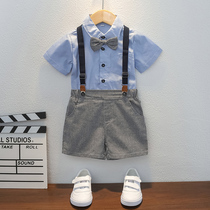 Boy gown suit Summer childrens baby boy suit Inn Wind flower boy little host handsome piano to play out