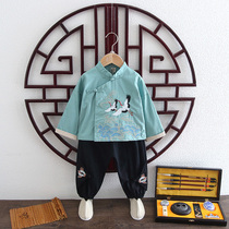 Hanfu Boy Chunqiu Chinese Wind Baby Long sleeves Ancient clothes Two sets of children Chinese clothes Childrens retro suit