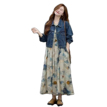 Short denim jacket for women chic early spring new style with long skirt fashionable and age-reducing casual versatile denim jacket