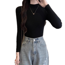 Thermal underwear for women thickened velvet autumn and winter all-in-one velvet sweater autumn underwear knitted sweater half turtleneck bottoming shirt