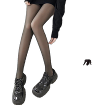 Black translucent skin light leg artifact womens autumn and winter nude feeling plus velvet thickened black stockings and leggings one-piece fake translucent pantyhose