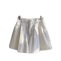 White denim shorts womens culottes summer 2024 new high-waisted slim a-line wide-leg pants versatile hot pants culottes